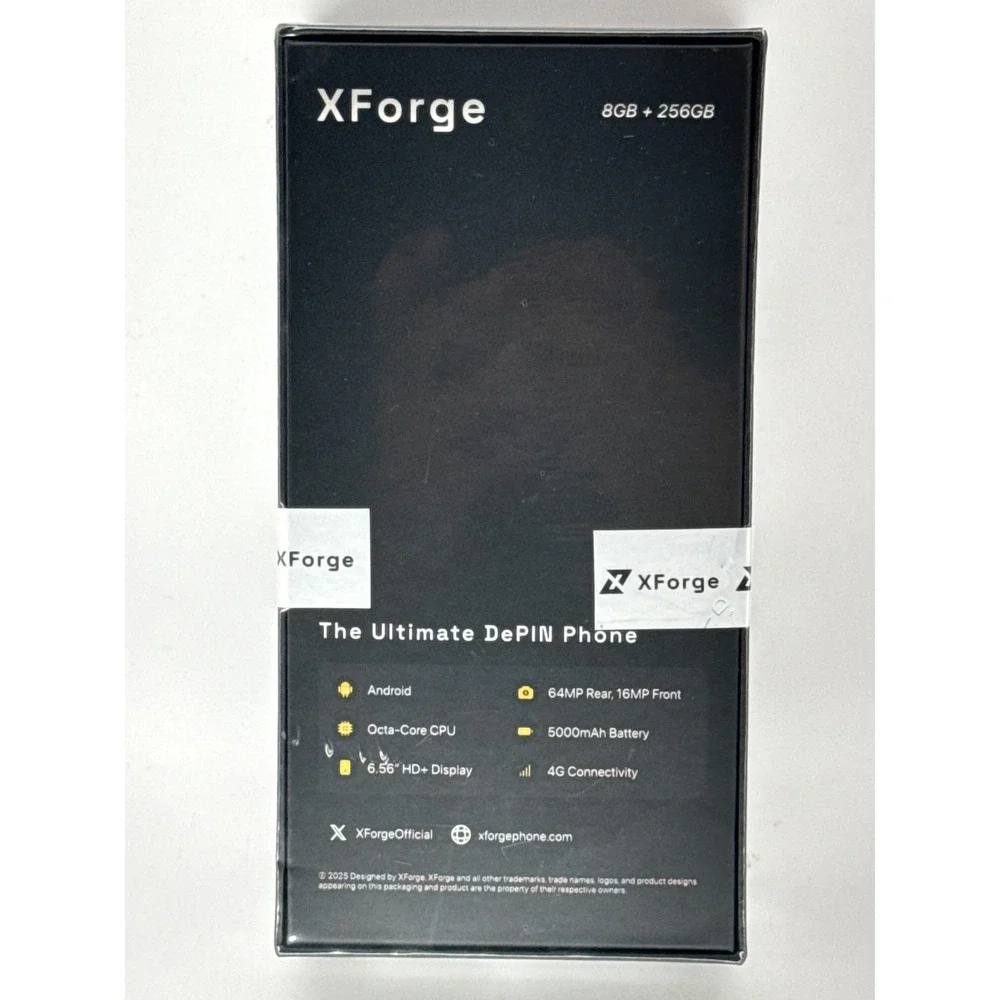 XForge 01 8GB 256GB Obsidian Black Android 64MP DePIN Crypto Mining Smartphone